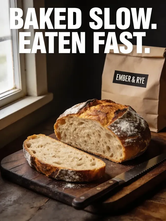 Ad for the sourdough: Baked slow. Eaten fast.