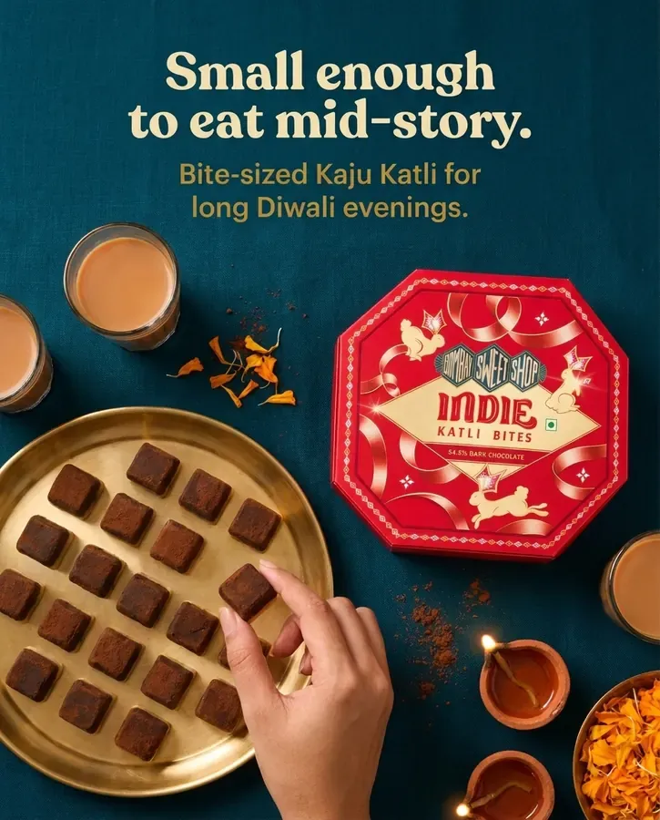 Bombay Sweet Shop ad: small enough to eat mid-story