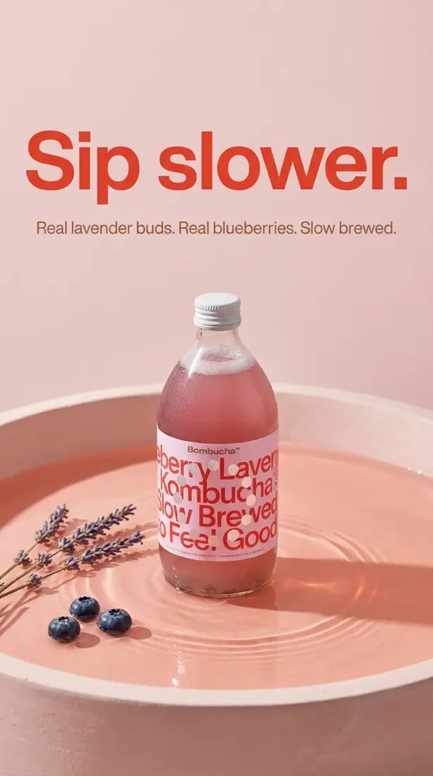 Bombucha kombucha ad: sip slower