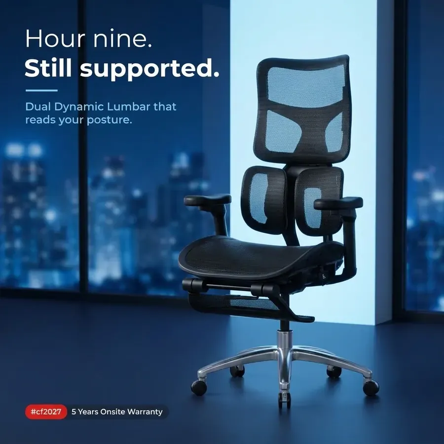 The Sleep Company chair ad: hour nine, still supported