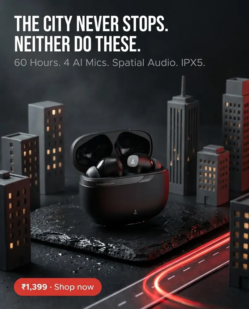 boAt earbuds ad remade from a reference