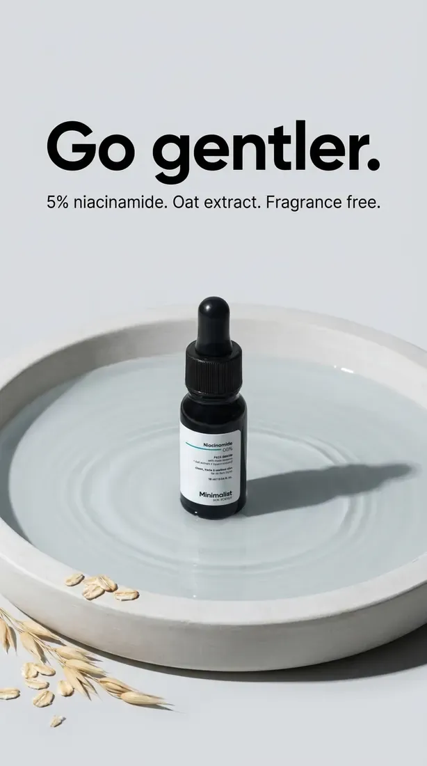 Minimalist serum ad: go gentler