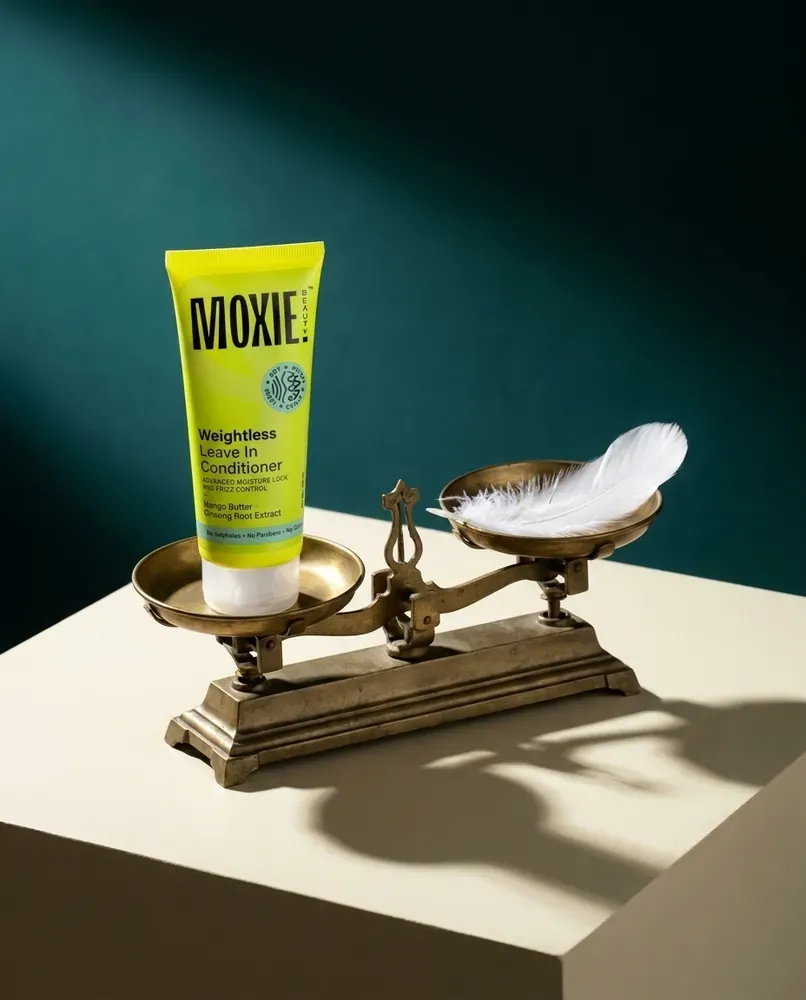 Moxie conditioner on a brass scale