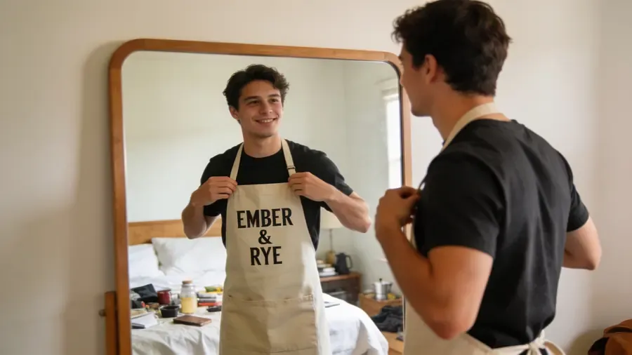 Try-on: a creator showing an Ember & Rye coffee bag