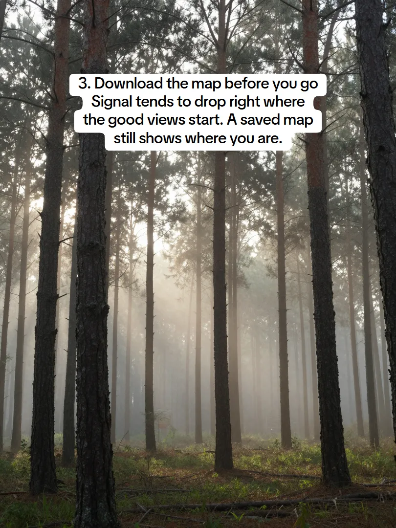 3. Download the map before you go Signal tends to drop right where the good views start. A saved map still shows where you are.